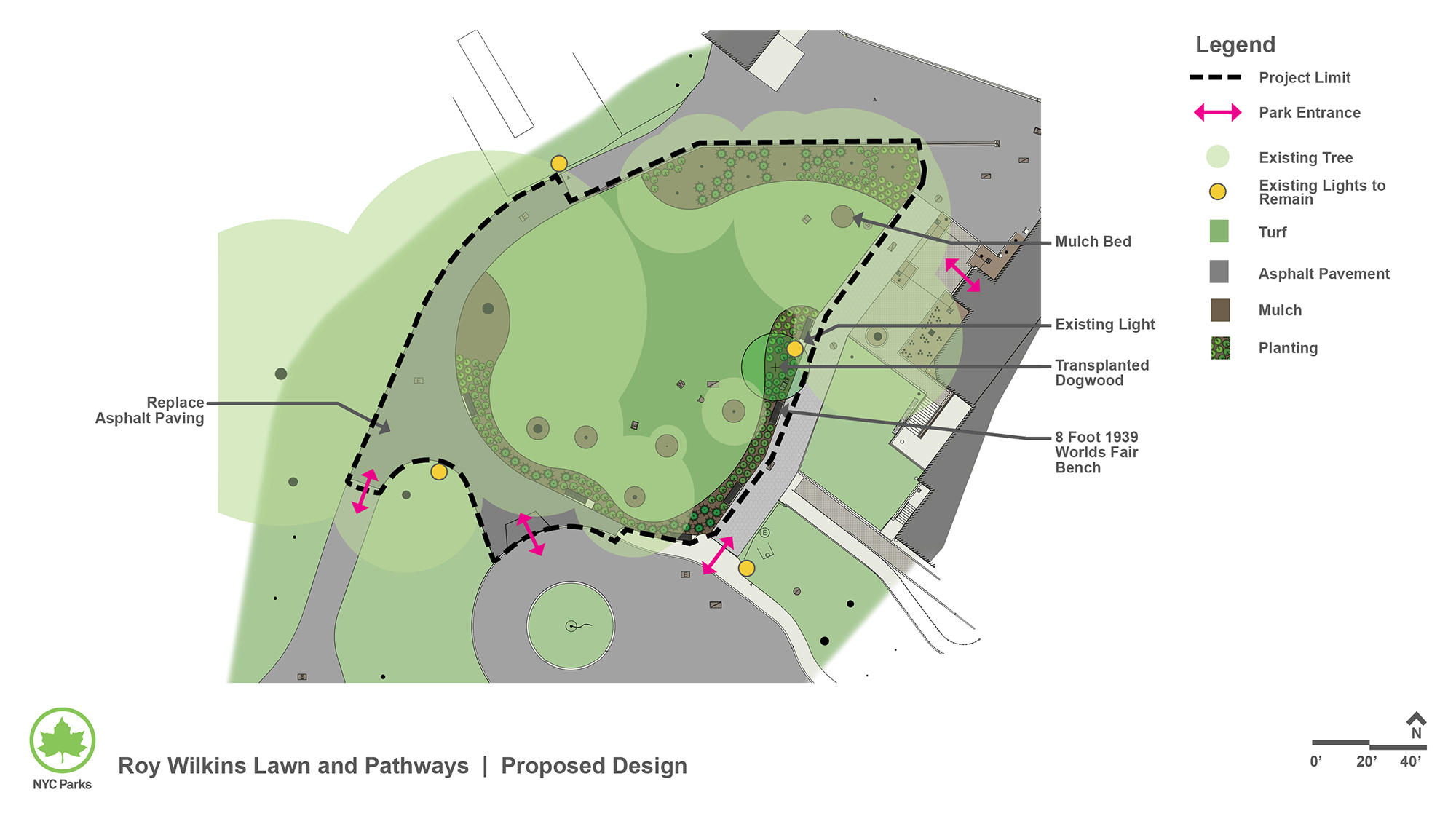 Roy Wilkins Park Black Spectrum Theatre Pathways and Lawn